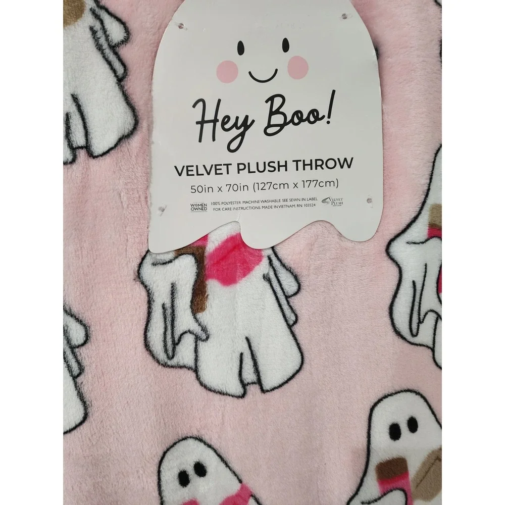 Viral Hey Boo! Halloween Ghost Stanley Tumbler Crossbody Plush Throw Blanket NWT